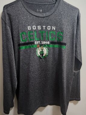 Boston Celtics Long Sleeve Tee Large Gray NBA